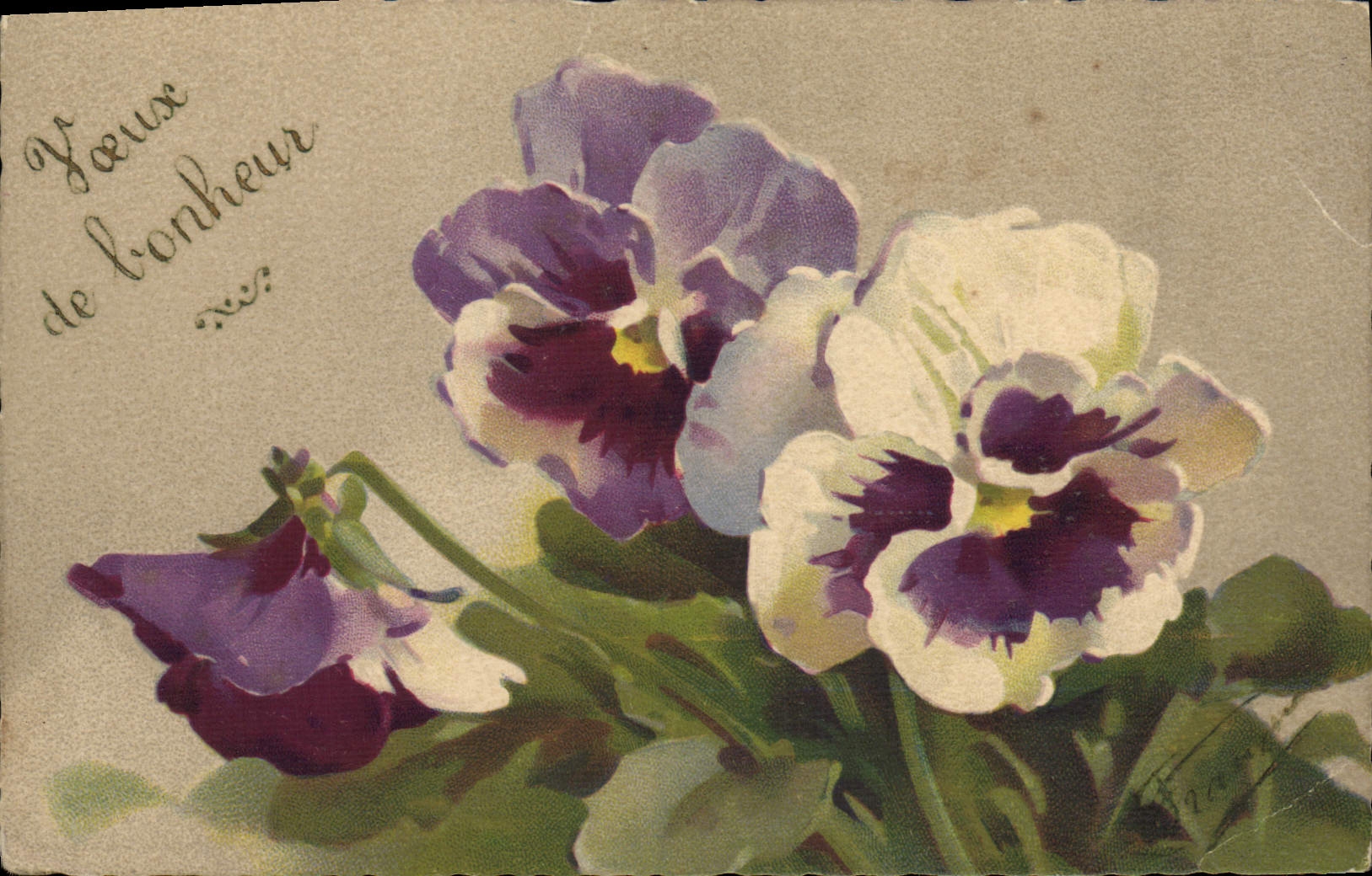 CPA Dessin a la main Fleurs