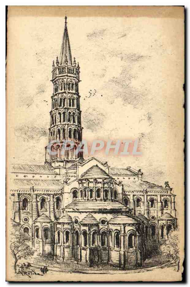 CPA Fantaisie Illustrateur Eglise Saint Sernin de Toulouse 