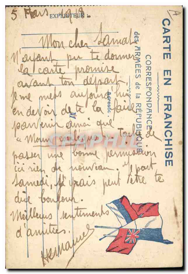 Moun Coulégnus — caricature militaire — dessin de Reychet — Verso