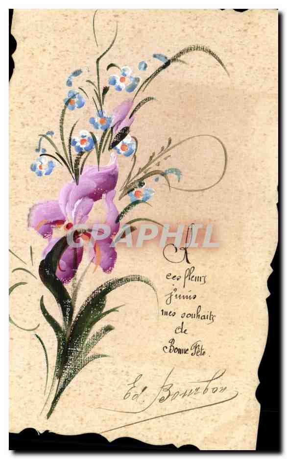 CPA Dessin a la main Fleurs