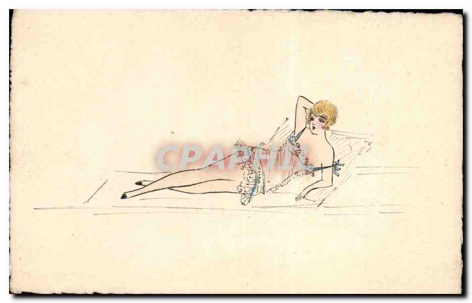 CPA Dessin a la main Femme