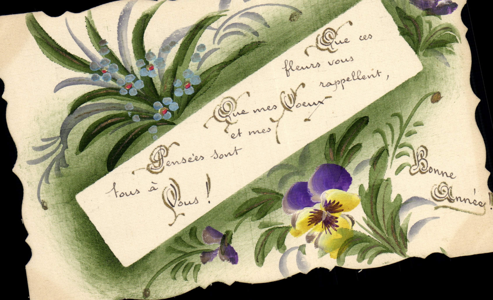 CPA Dessin a la main Fleurs