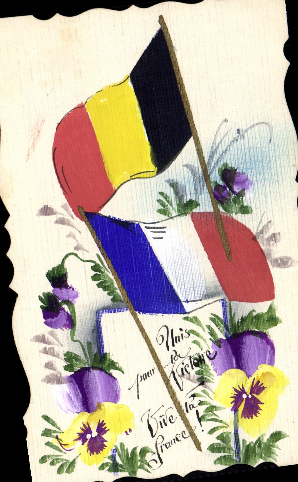 Französisches Flagge — Für Sieg — Ansichtskarte