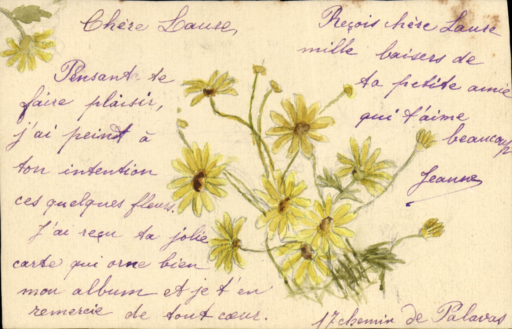 CPA Dessin a la main Fleurs 
