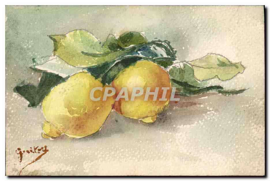 CPA Dessin a la main Citron