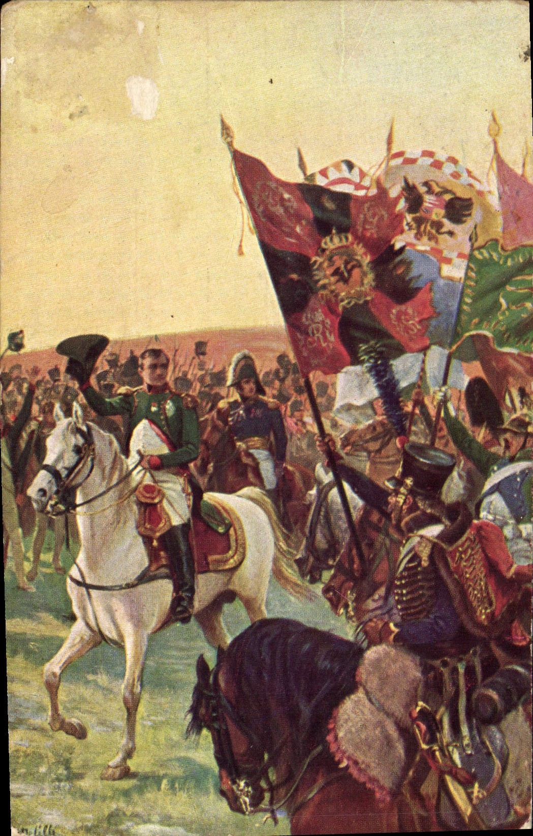 CPA Histoire Napoleon 1er Salut aux drapeaux