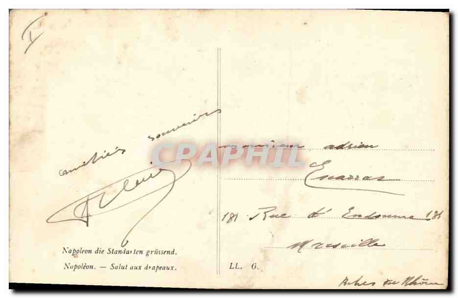 CPA Histoire Napoleon 1er Salut aux drapeaux — Rückseite