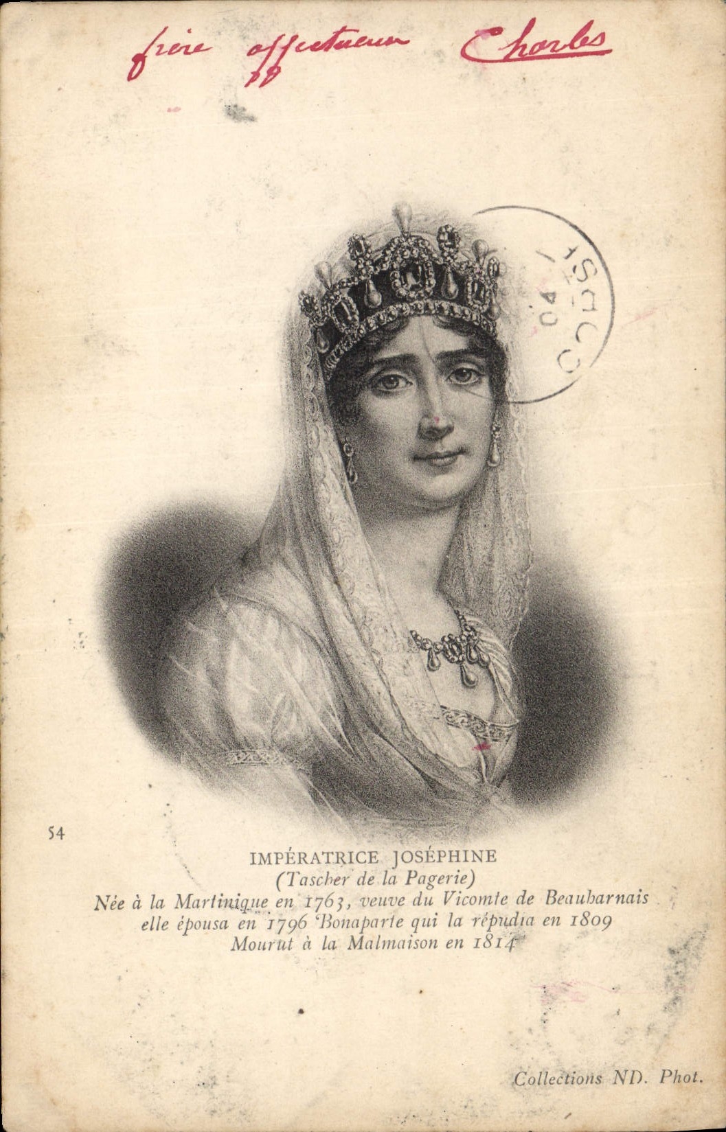 Impératrice Joséphine (Tascher de la Pagerie) — portrait gravé — Collections ND. Phot.