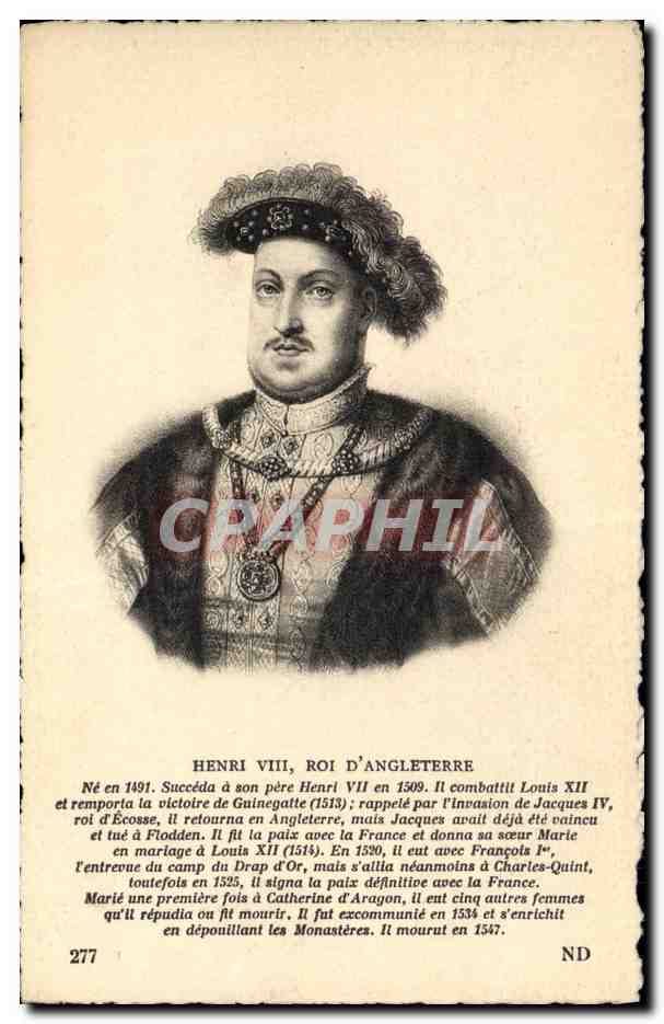 Henri VIII, roi d'Angleterre — biographie — C° des Arts Photomécaniques, Strasbourg-Schiltigheim