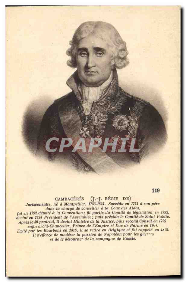 Cambacérès (J.-J. Régis de) — Jurisconsulte, Premier Consul — Collection Dart & Duintoires, Paris