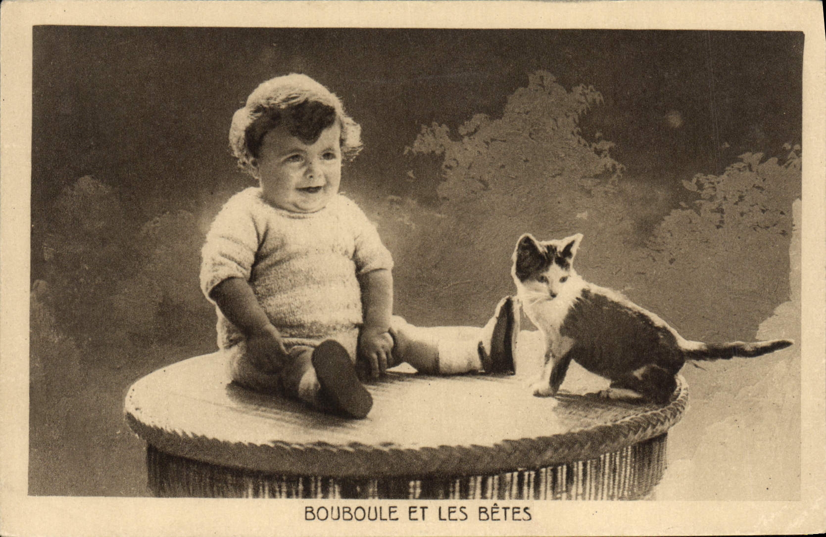 CPA Chat chats Chaton Enfant Bouboule et les betes