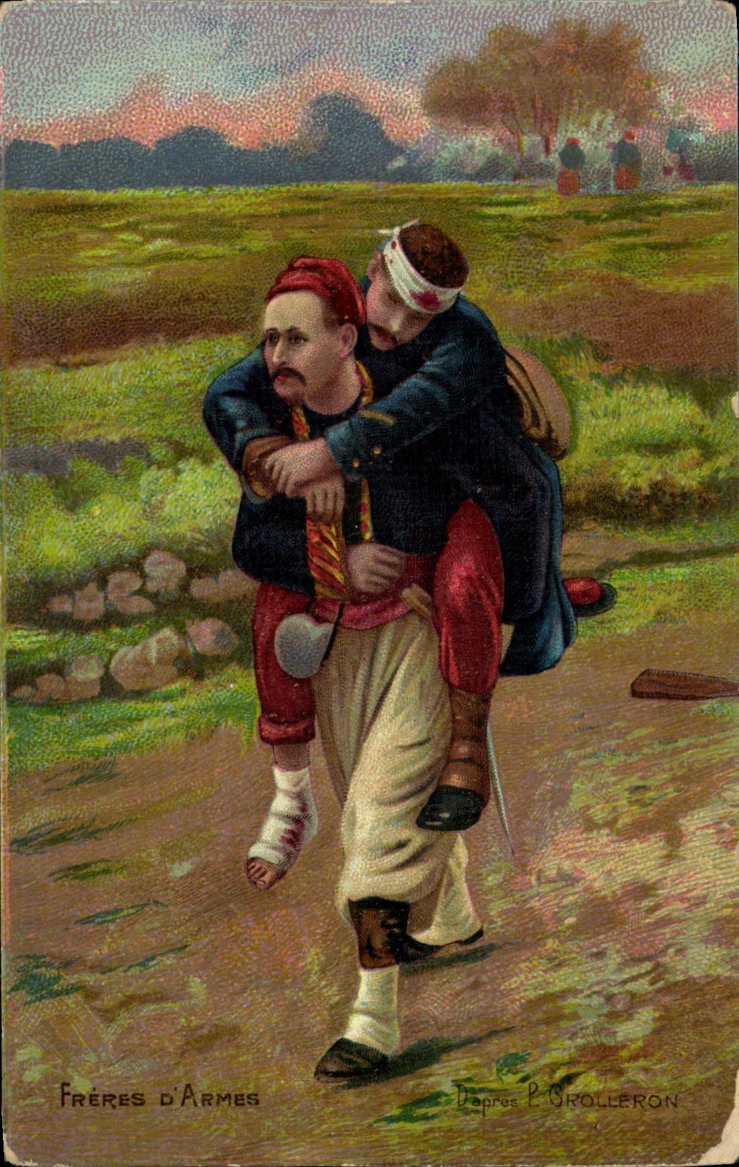 CPA Militaria Freres d'armes Zouave