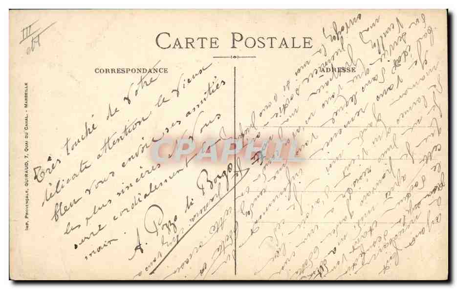 Le Turco — caricature militaire — Massibouf, éditeur Provençal Quiraud, série CPAPHIL — Verso