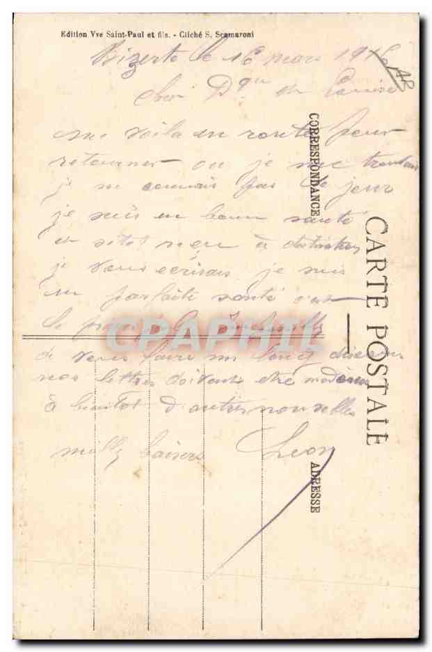 CPA Militaria Bizerte Tunisie Depart de troupes — Verso