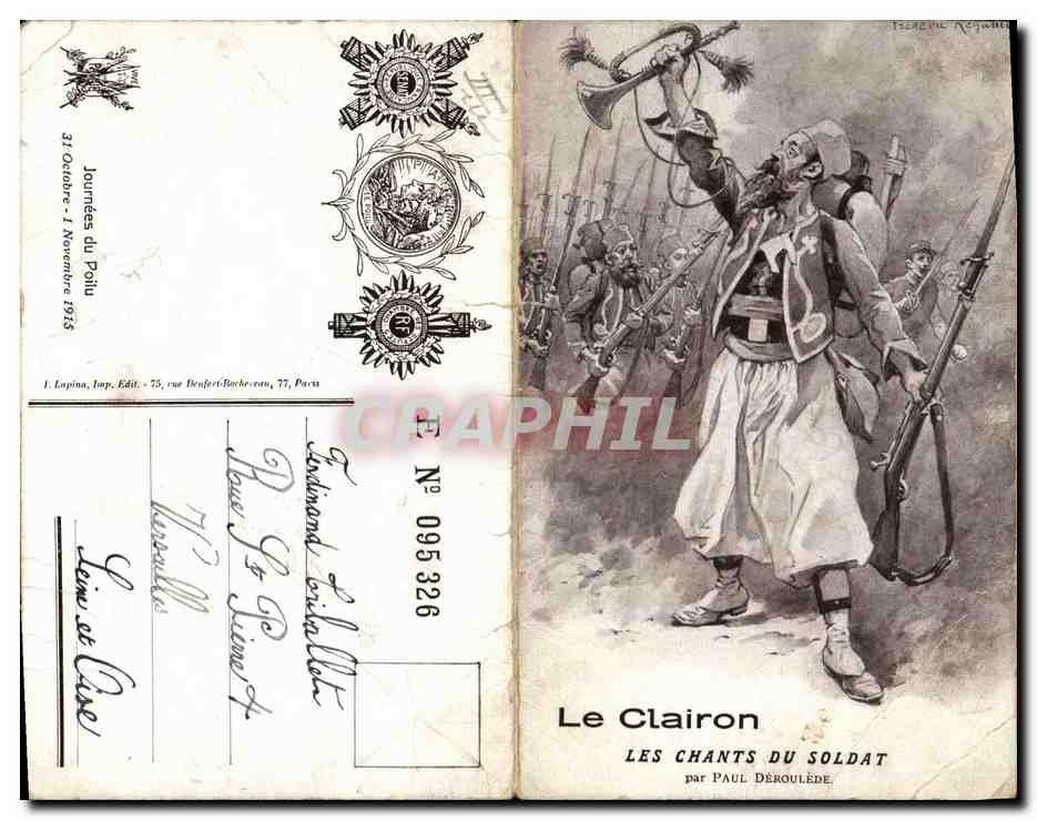 CPA Militaria Le clairon Les chants du soldat Paule Deroulede