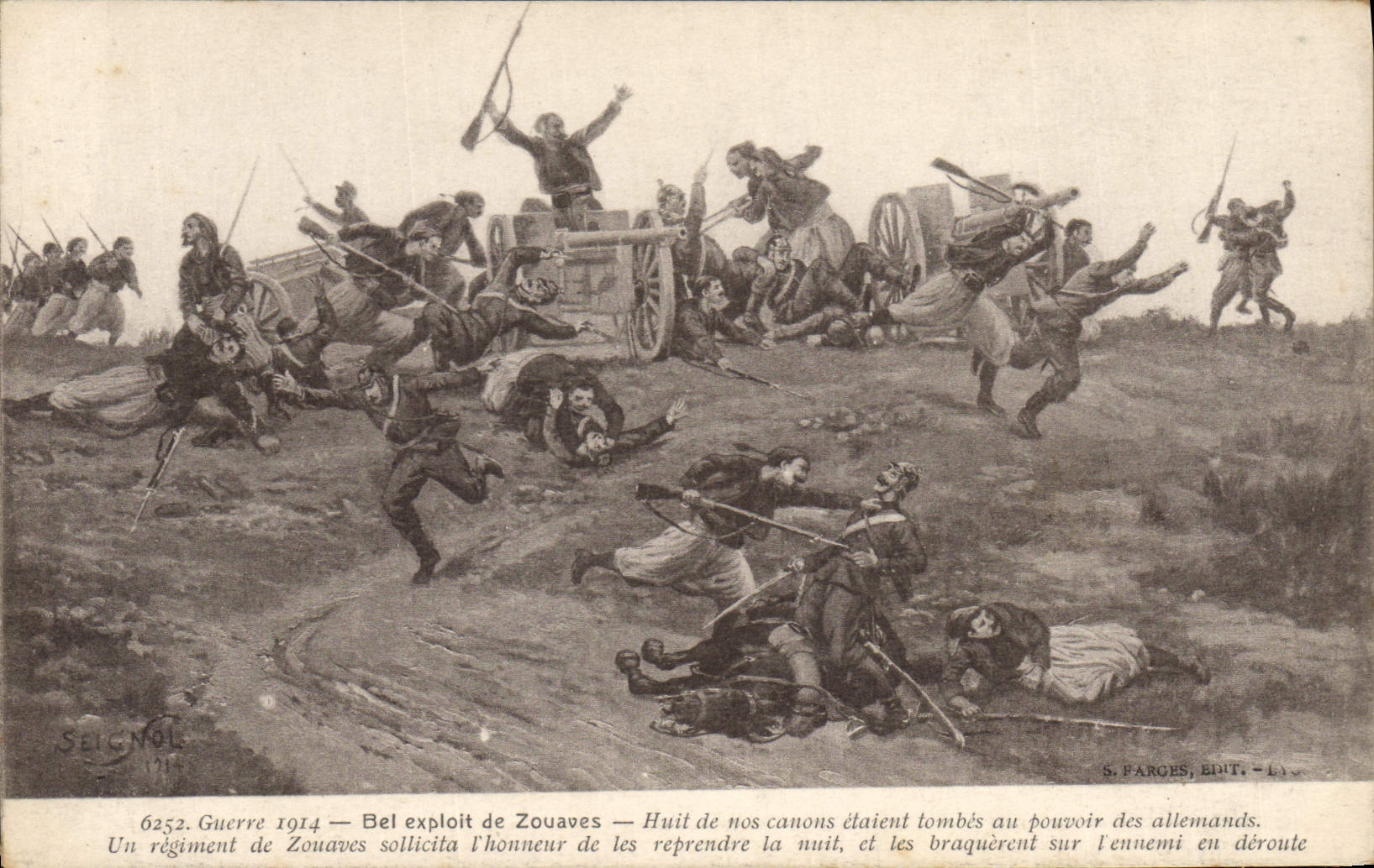 CPA Militaria Bel exploit des zouaves 