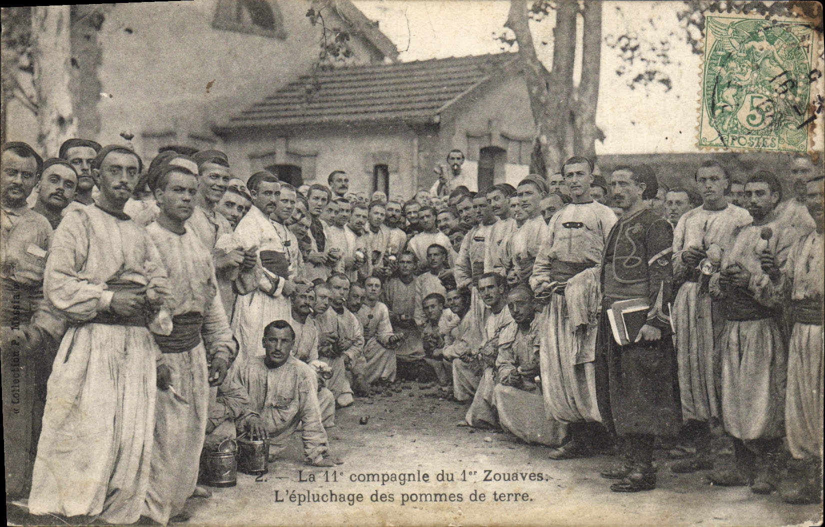 CPA Militaria La 11eme compagnie du 1er Zouaves L'epluchage de pommes de terre