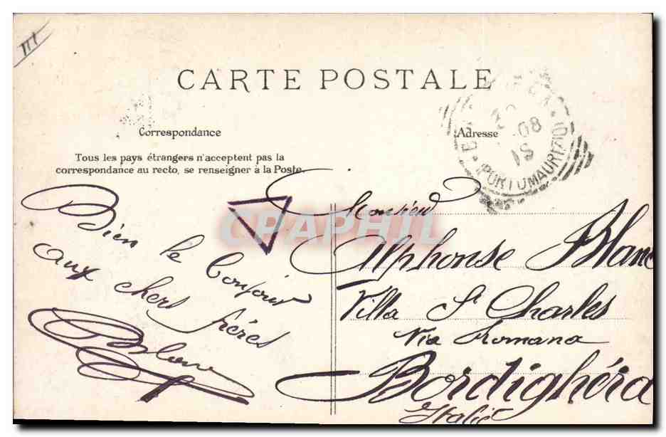 Scène de rue avec inscription — éditeur inconnu, n° de série non visible — Verso