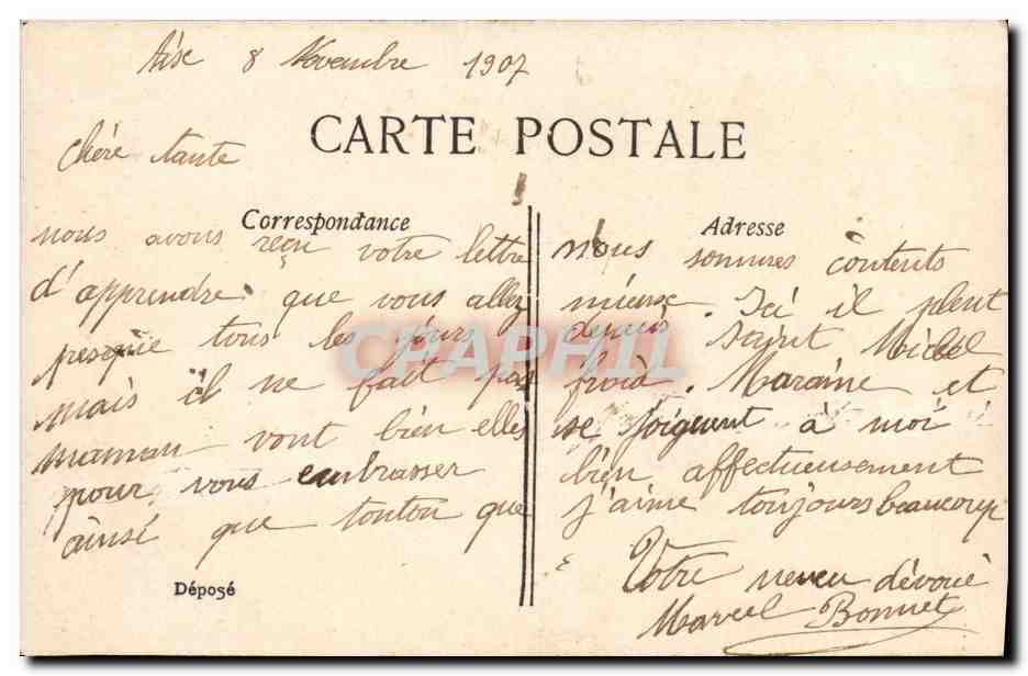 Femme assise sur croissant de lune — texte amoureux — éditeur non identifié, n° de série 4197 — Verso