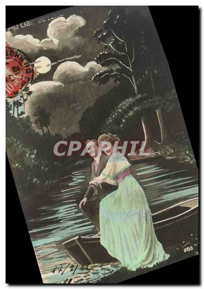 CPA Fantaisie Femme Au clair de lune