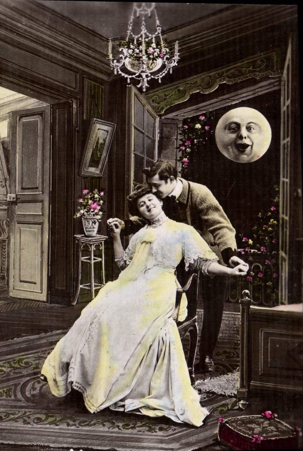 CPA Fantaisie Femme Pleine lune