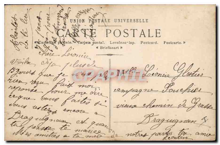 Paris — Couple dansant sous la lune — éditeur Paris, n° 850 — Verso