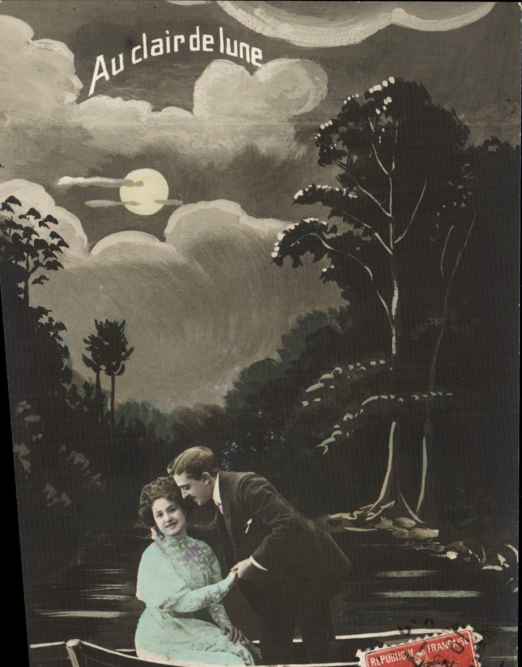 CPA Fantaisie Femme Au clair de lune