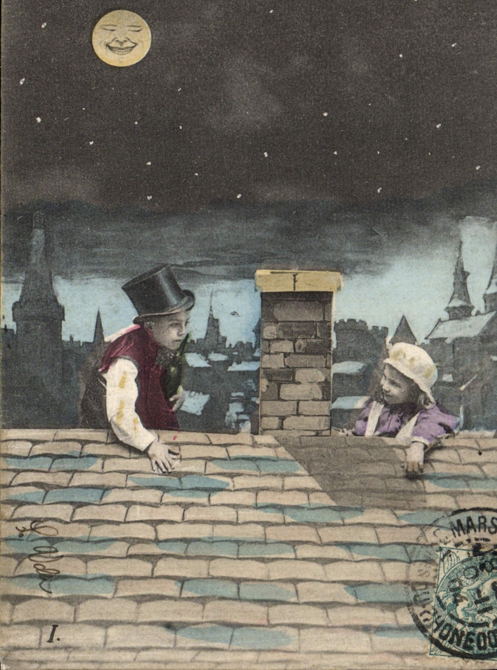 CPA Fantaisie Enfants Lune