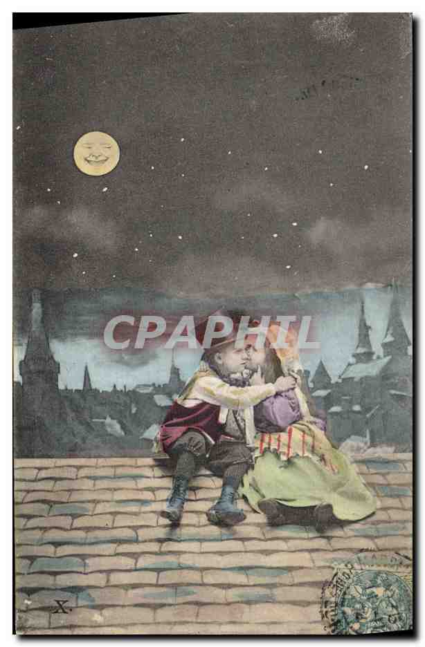 CPA Fantaisie Enfants Lune