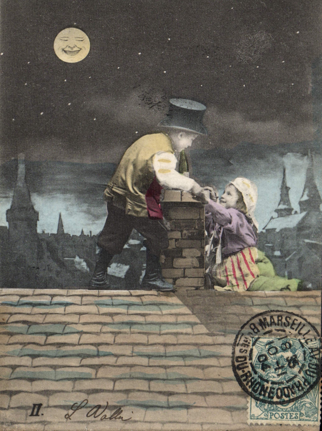 CPA Fantaisie Enfants Lune