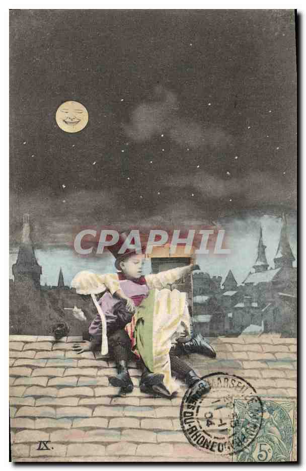 CPA Fantaisie Enfants Lune