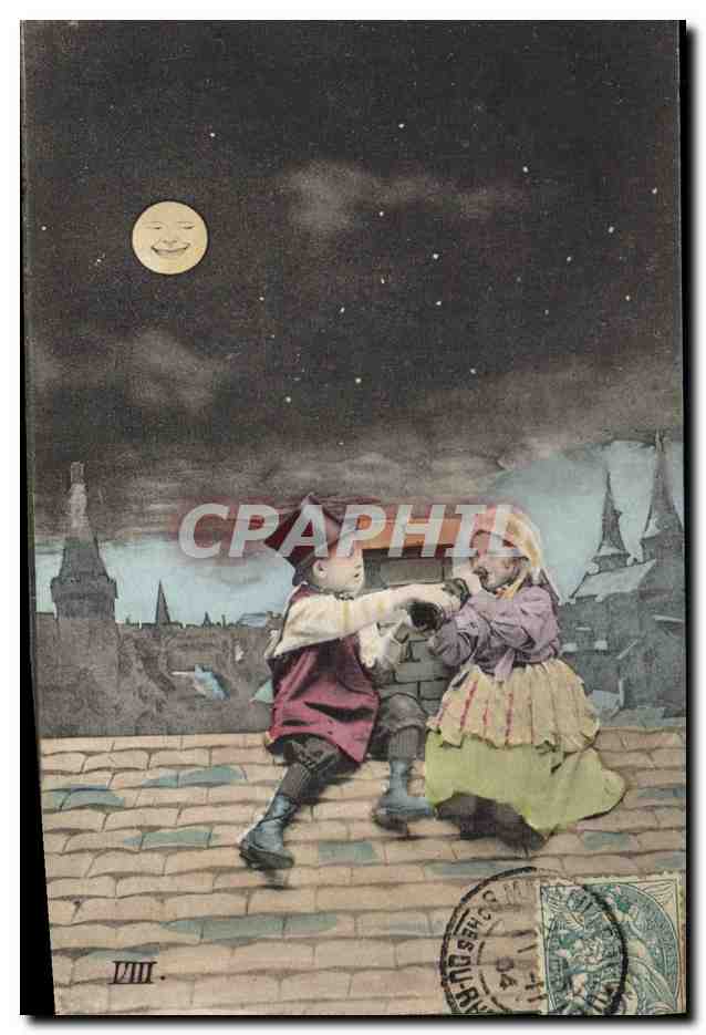 CPA Fantaisie Enfants Lune