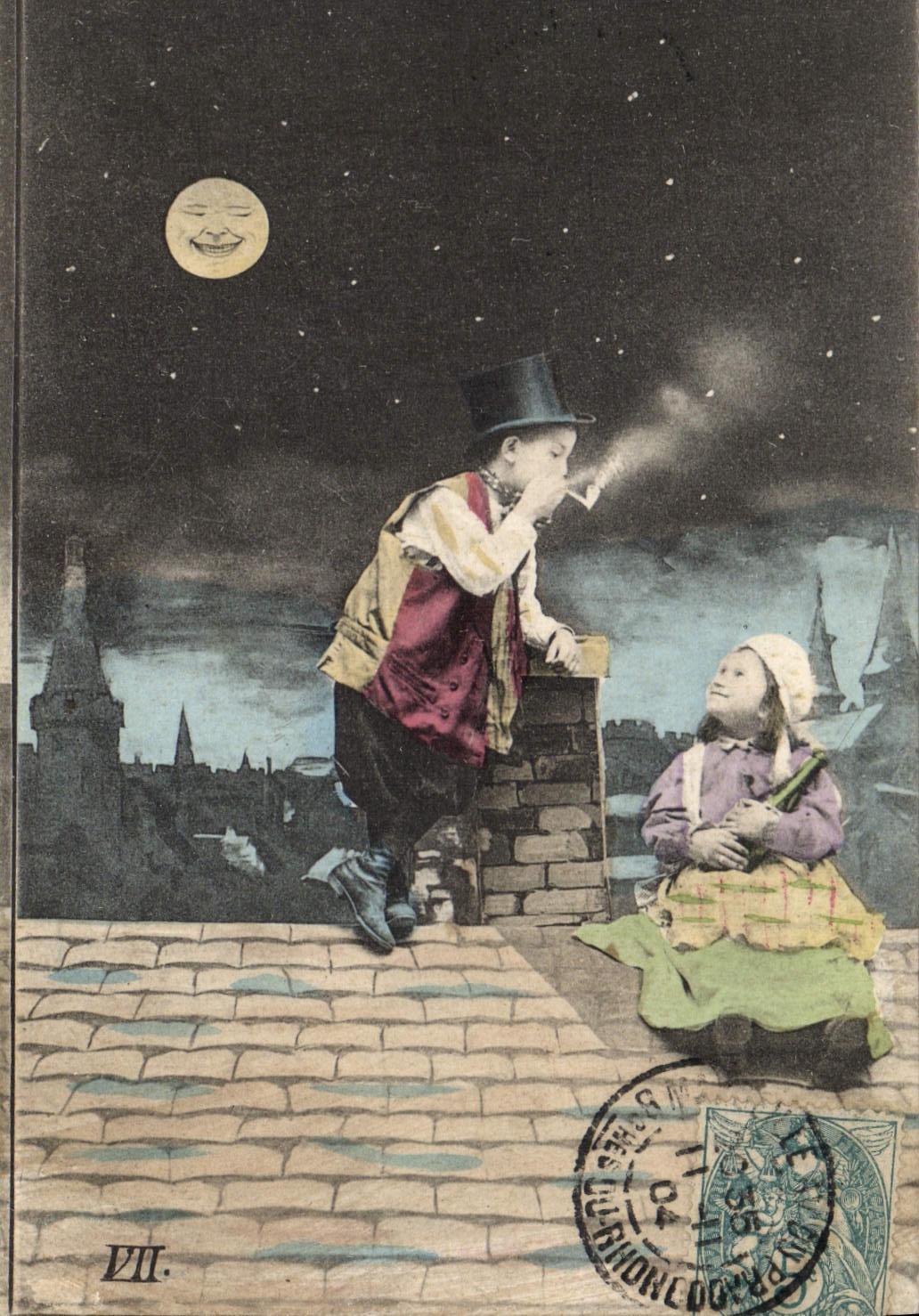 CPA Fantaisie Enfants Lune