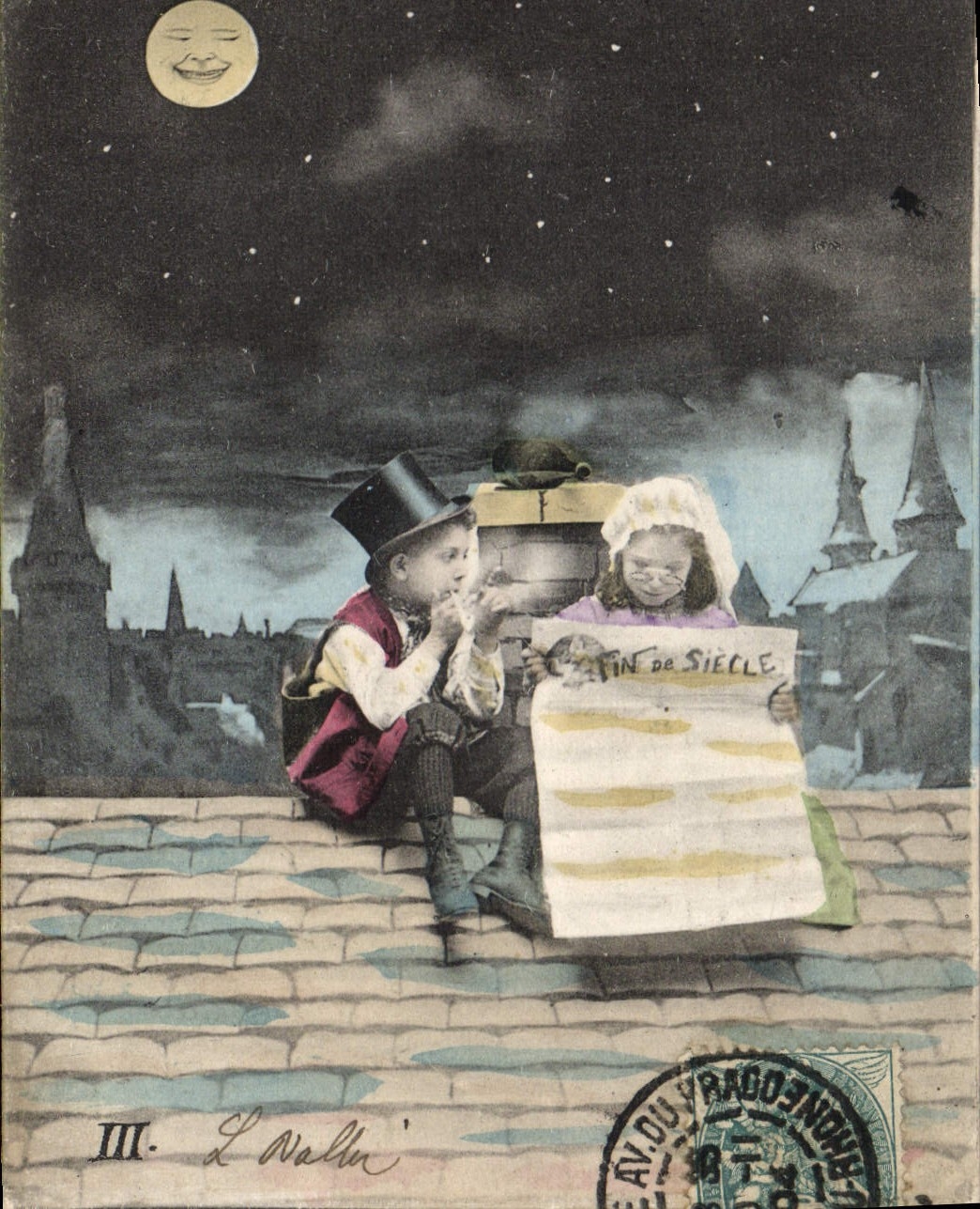 CPA Fantaisie Enfants Lune