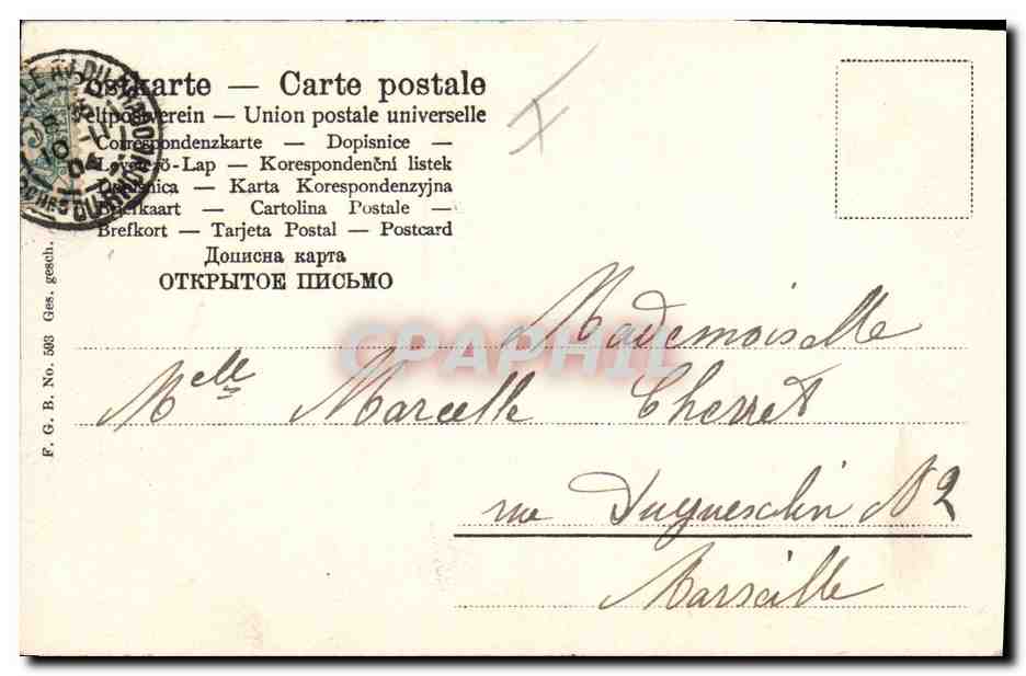 CPA Fantaisie Enfants Lune — Verso
