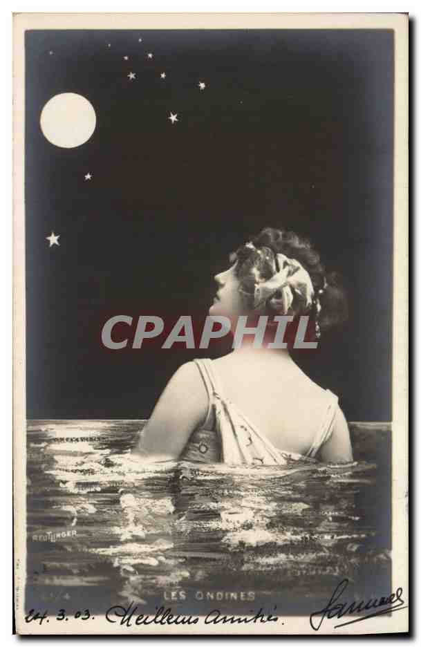 CPA Fantaisie Femme Lune Les ondines