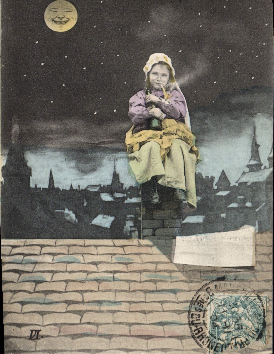 CPA Fantaisie Enfant Lune
