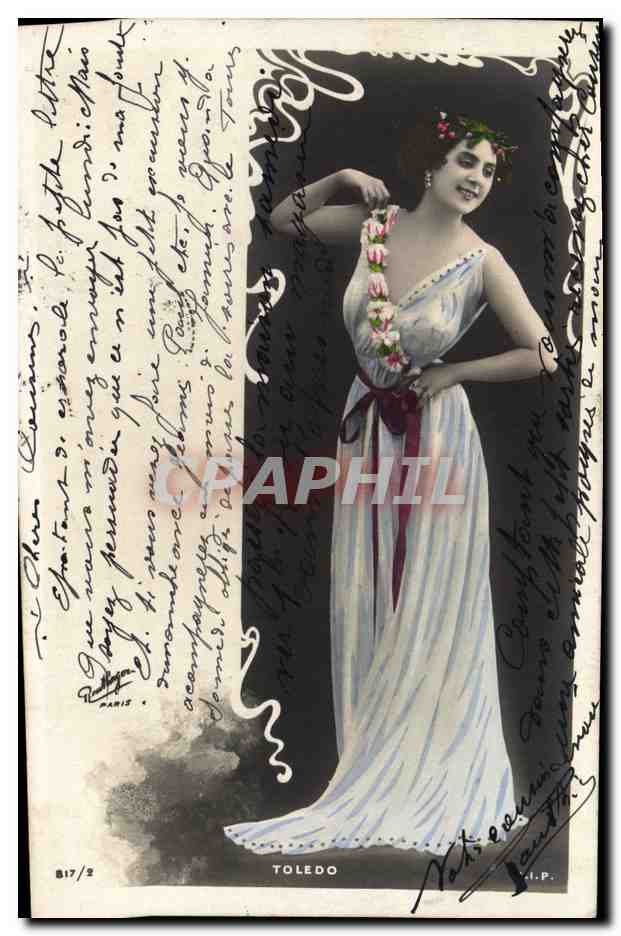 Femme en robe blanche à fleurs — Toledo — éditeur N.P. n° 817/2