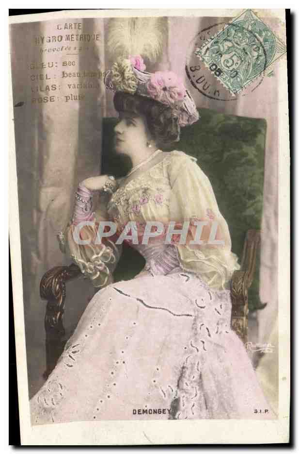 Femme en robe de style Belle Époque — carte hygro-métrique — Demongey 31.P