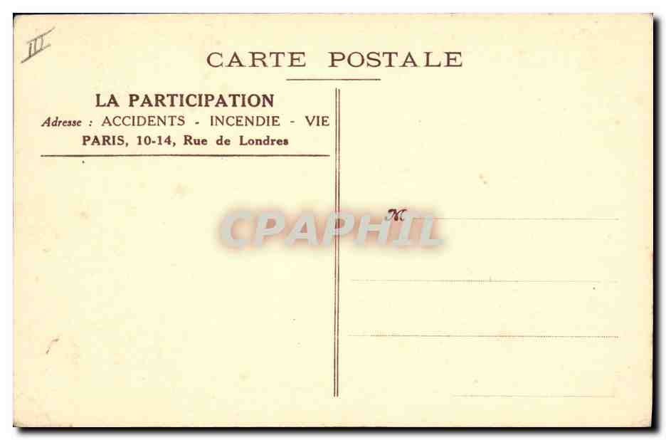 CPA Assurance Siege social de la Participation 10 14 Rue de Londres Paris  — Rückseite