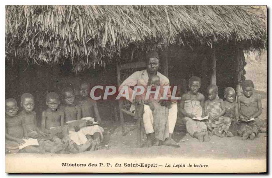 CPA Negre Homme Noir Missions des PP du Saint Esprit La lacon de lecture