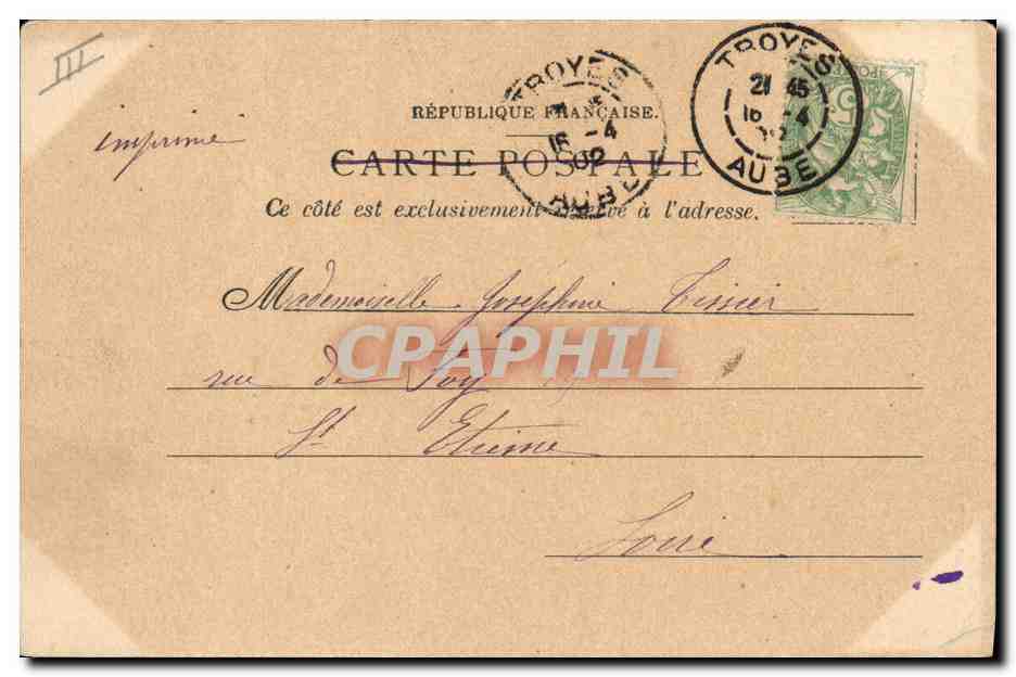 CPA Banque Caisse d'Epargne Troyes — Rückseite