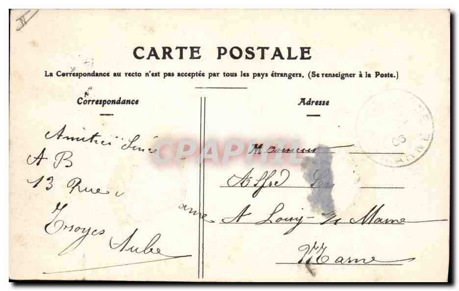 CPA Banque Caisse d'Epargne Troyes — Rückseite