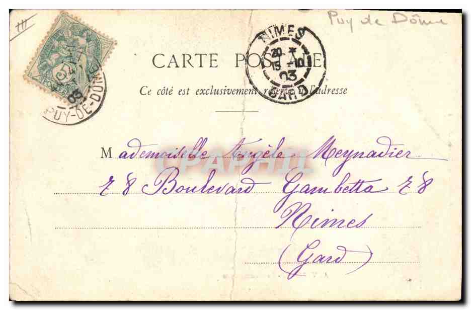 CPA Folklore Auvergne La montagnarde — Rückseite