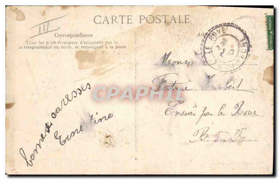 CPA Folklore Auvergne Type de paysans auvergnats Une bonne prise — Verso