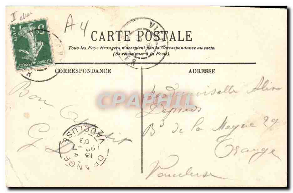 CPA Folklore Auvergne Le gouter — Verso