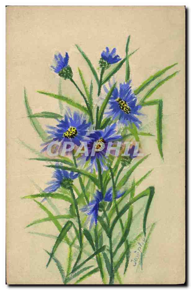 CPA Dessin a la main Fleurs