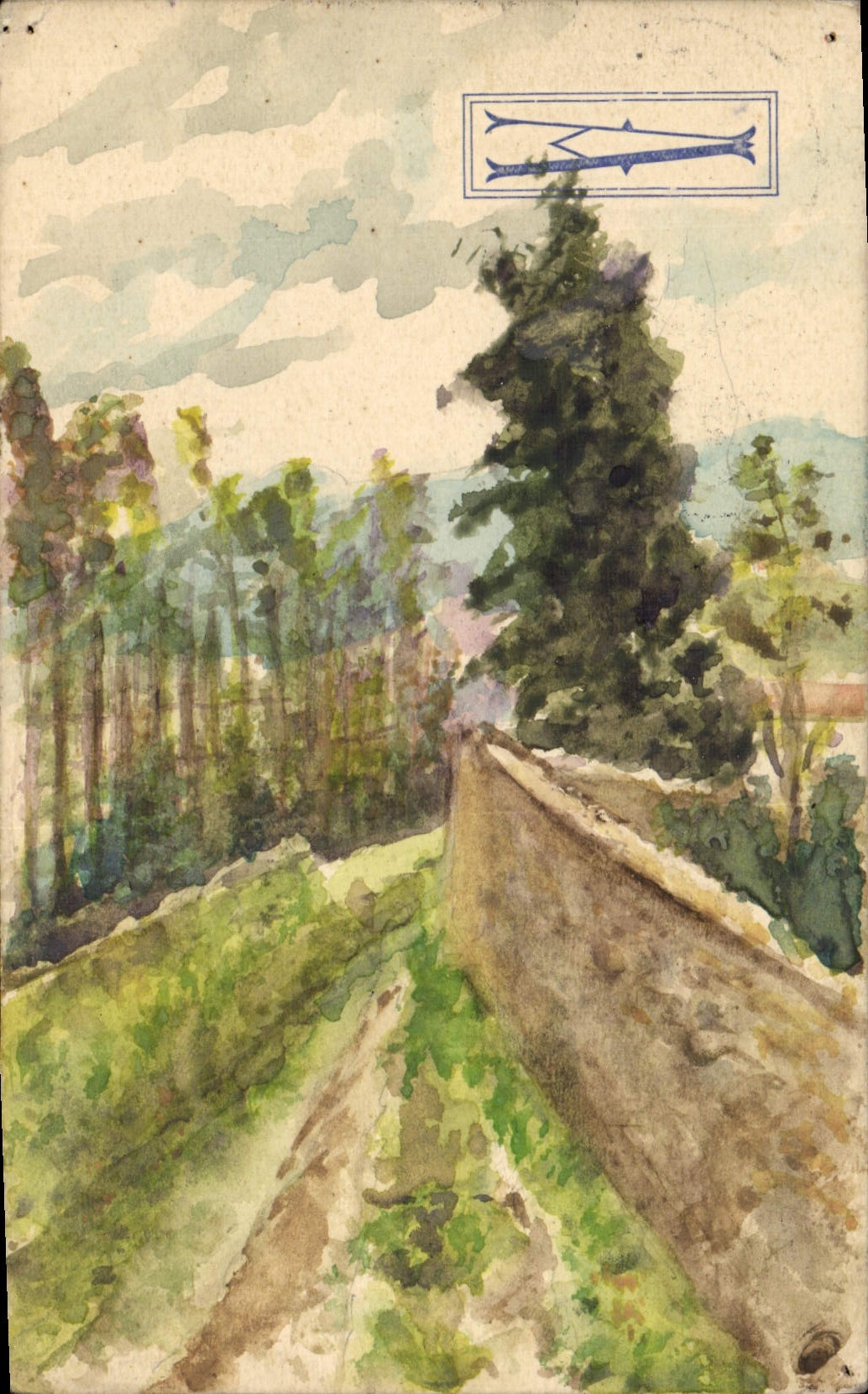CPA Dessin a la main Paysage