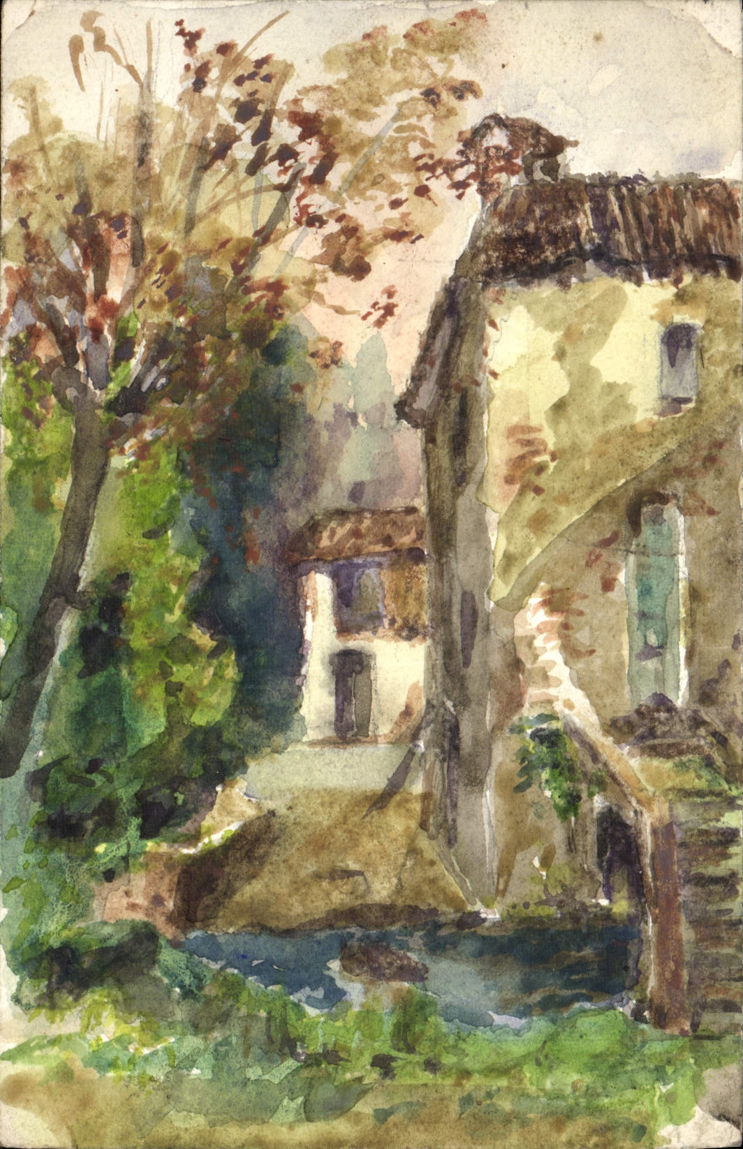 CPA Dessin a la main Village