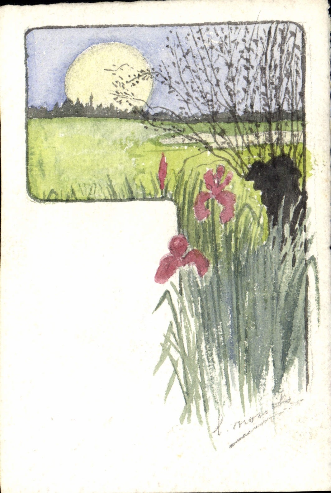CPA Dessin a la main Fleurs